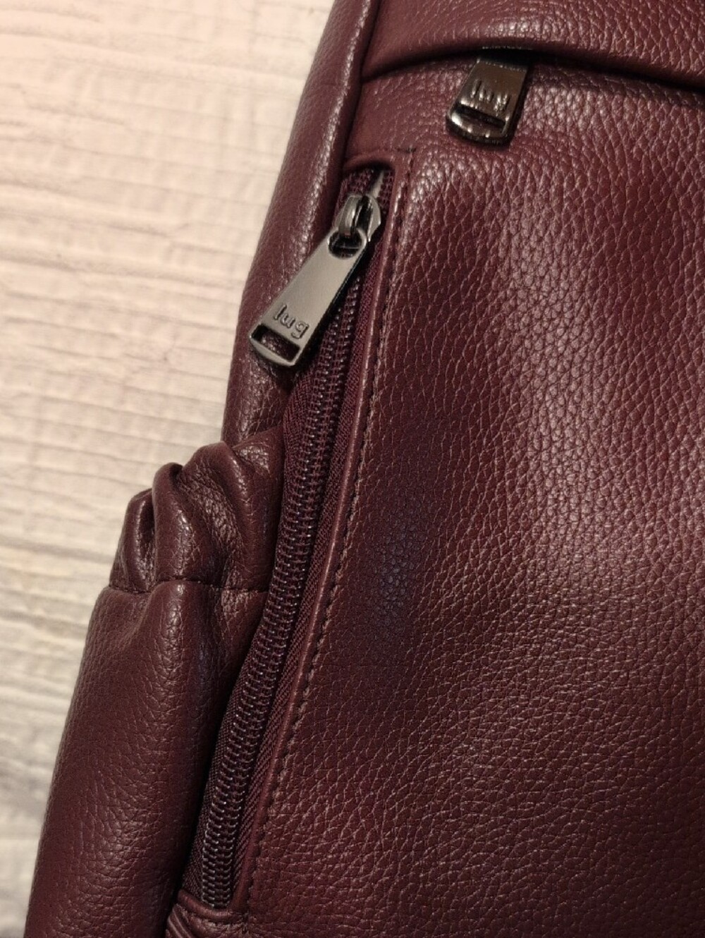 lug Quilted Backpack in Burgundy - Picture 3 of 6